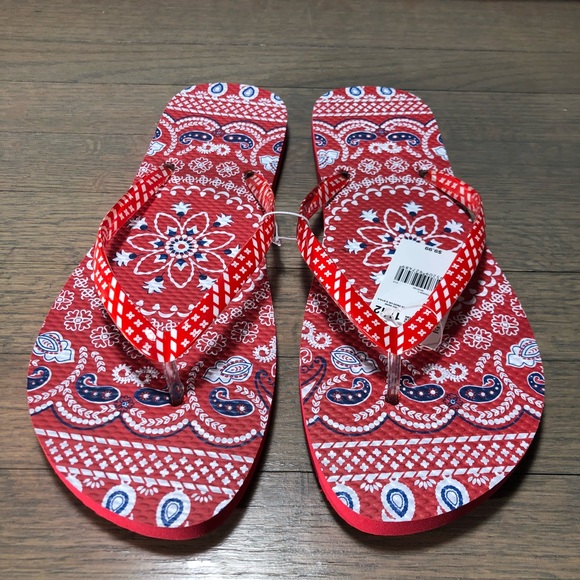 red bandana flip flops